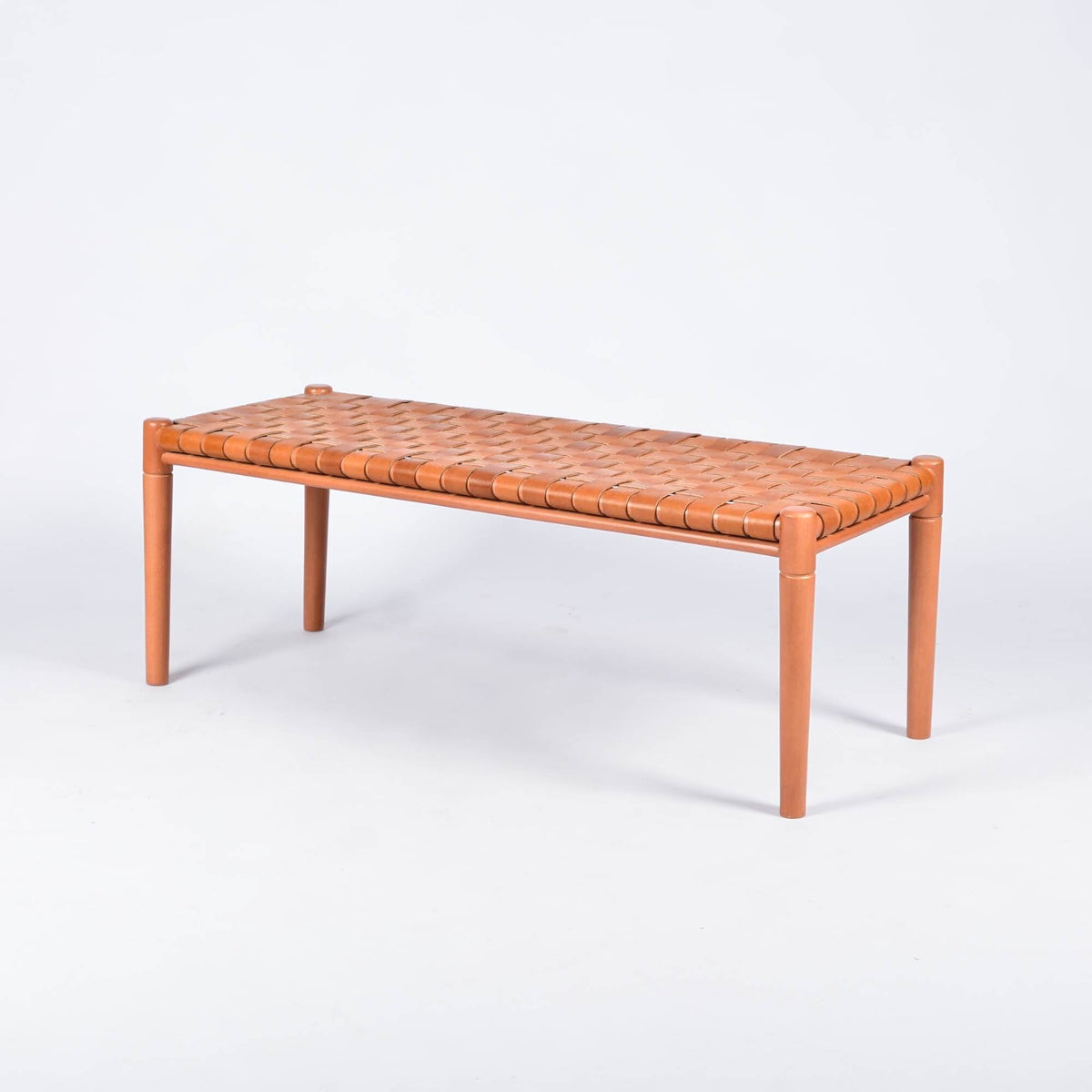 Customizable Helga Woven Leather Bench