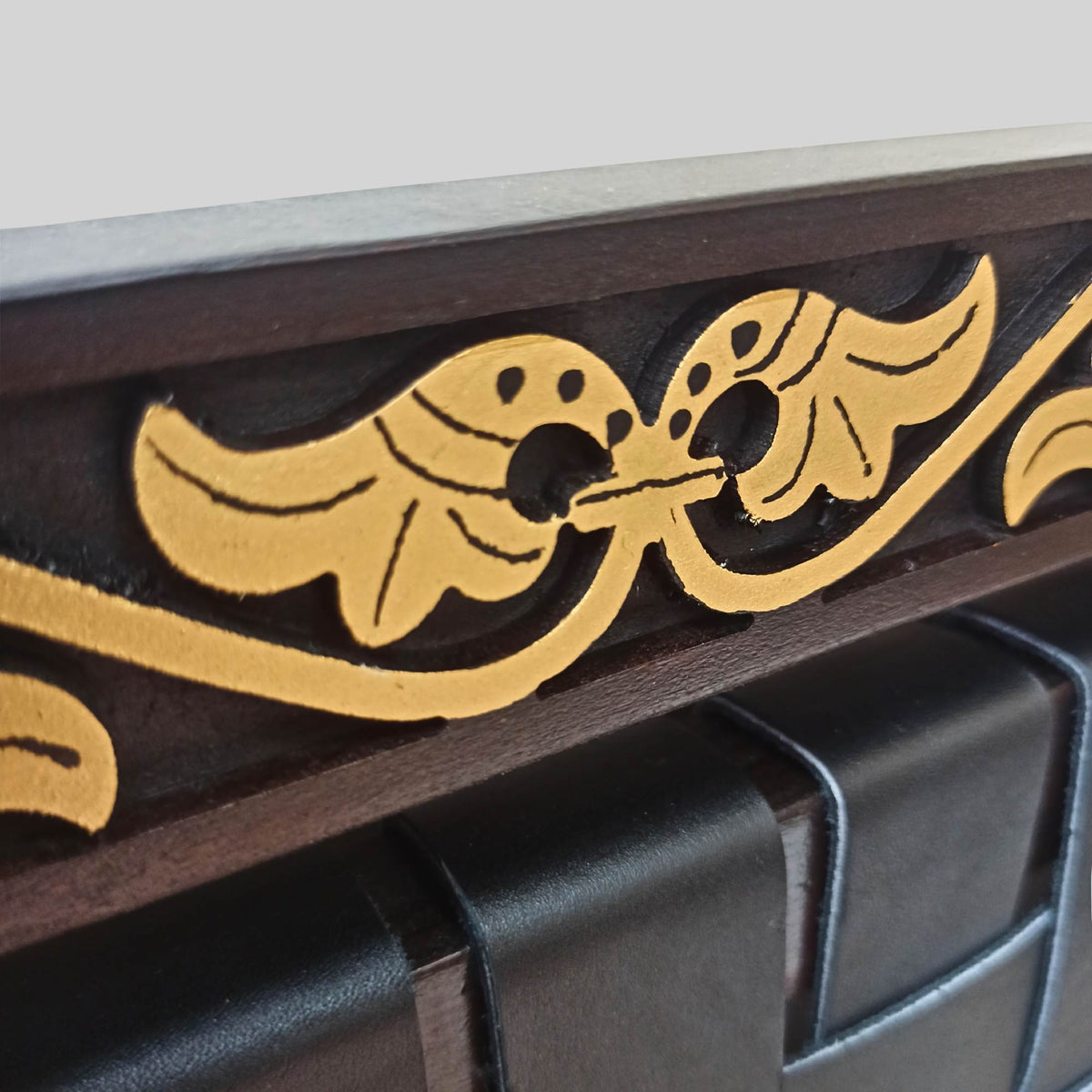 Zoomed-in view of corner joinery and sustainable wood finish