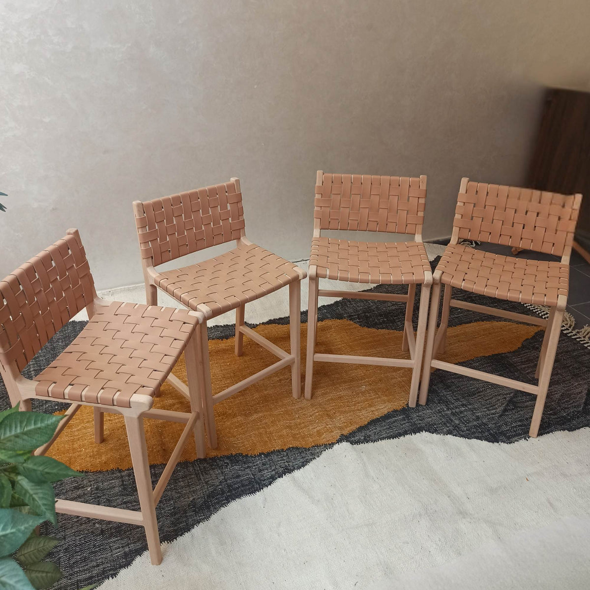 Artihandmade® modern wood bar stool, perfect for kitchen or restaurant use.