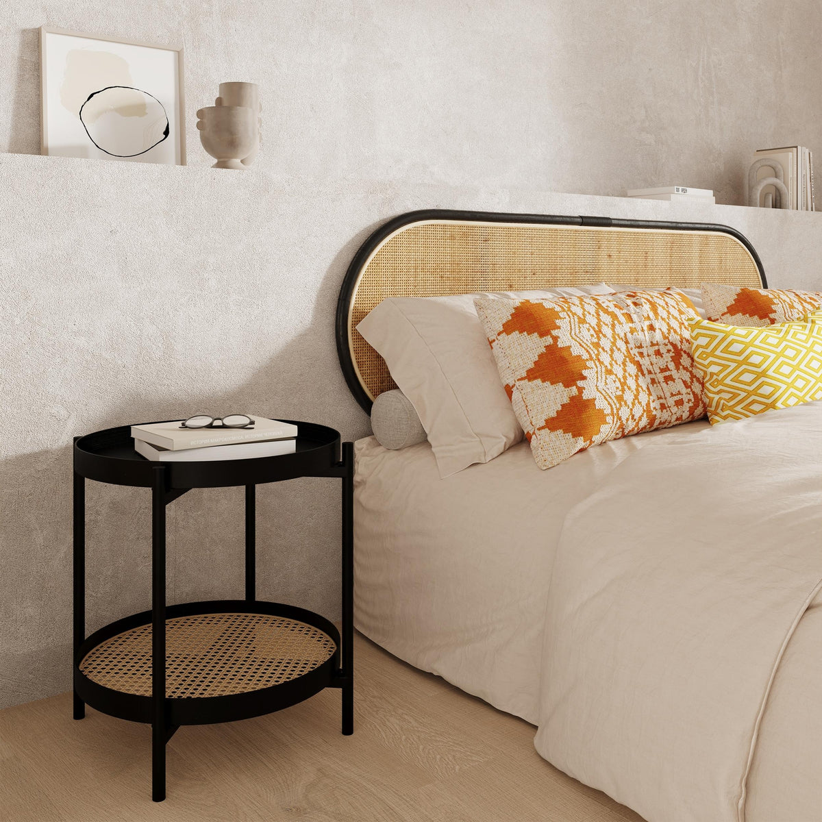 Rattan Headboard, Handcrafted for a Touch of Luxury.