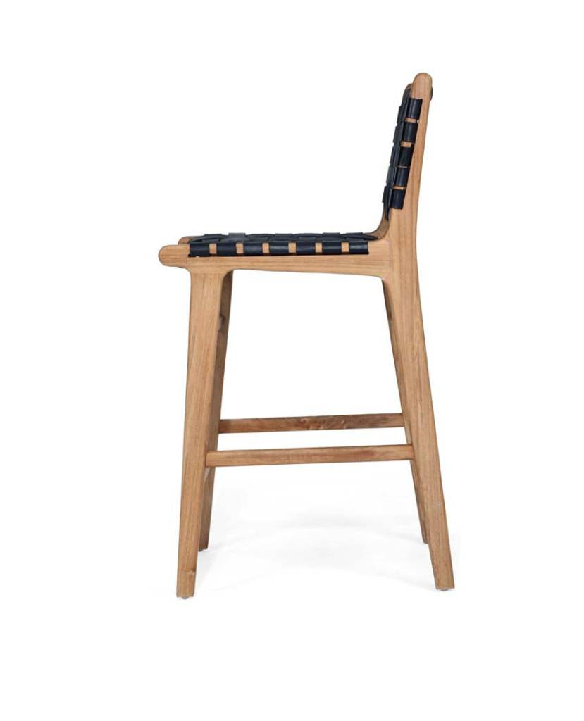 Leather Strap Counter Stool - Black