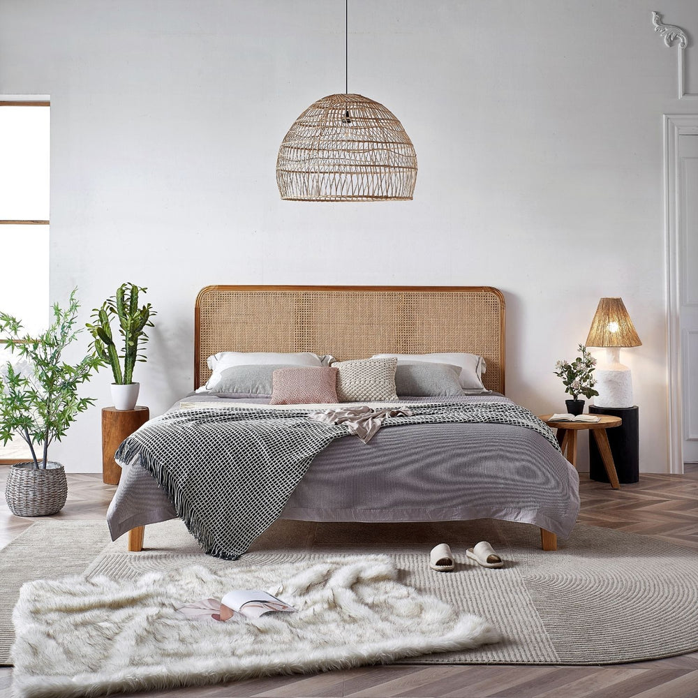 High Quality - Hand-tooled Headboard Rattan For A Touch Of Sophistication