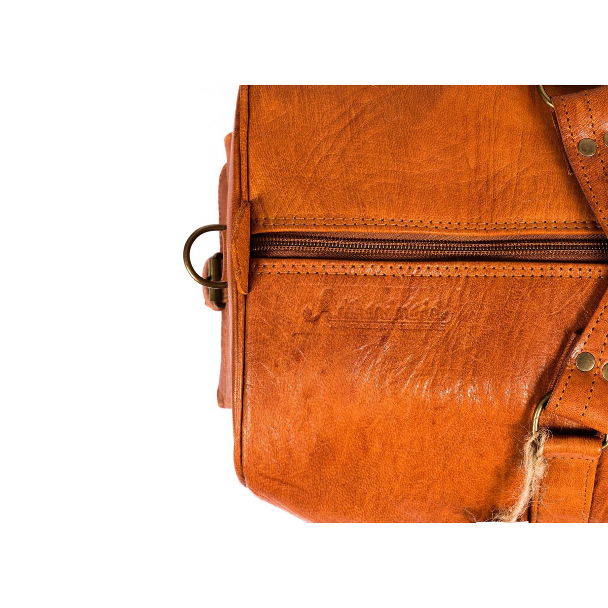 Leather Duffel Bag, Weekender Cognac Leather Travel Bag