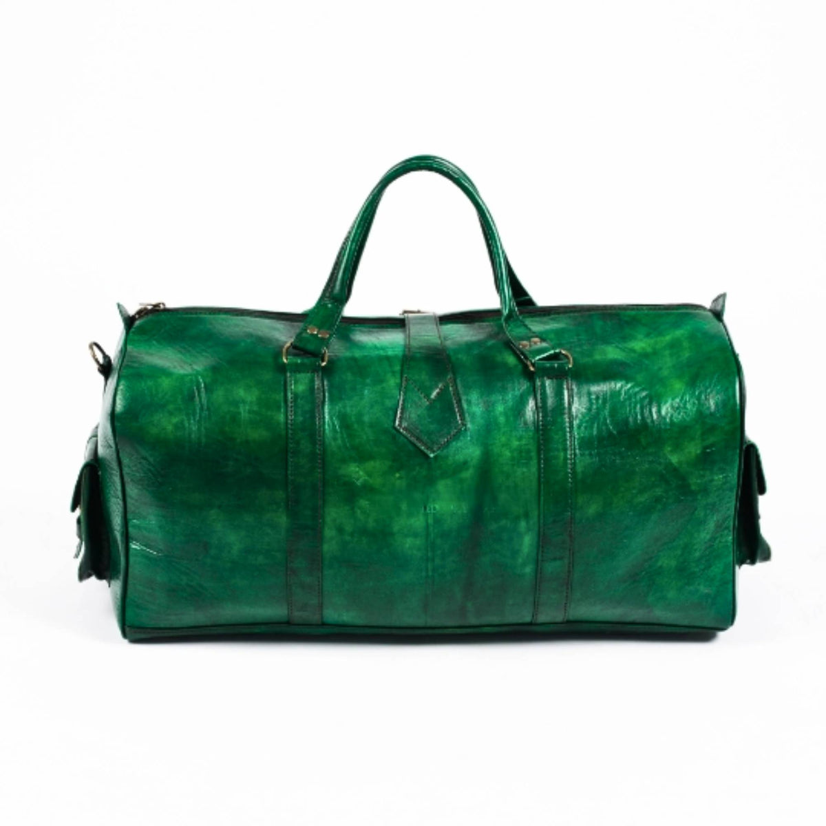 Leather Duffel Bag - Weekender Green Full Grain Leather