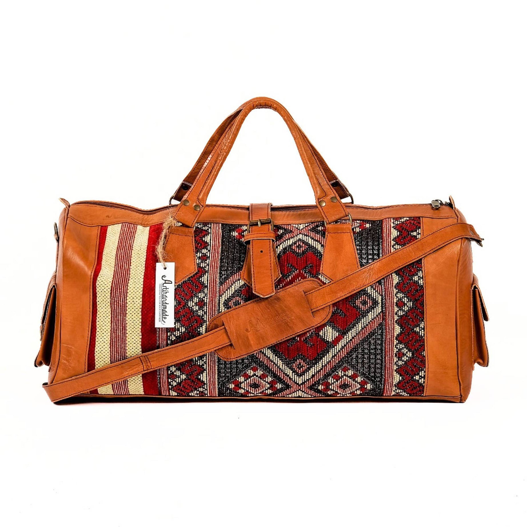 Handmade Leather Kilim Duffel Travel Bag