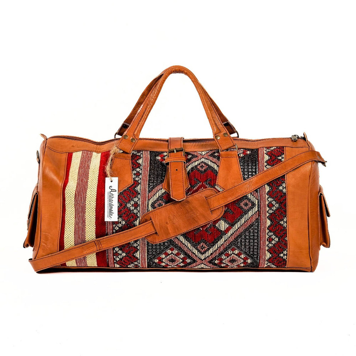 Handmade Leather Kilim Duffel Travel Bag
