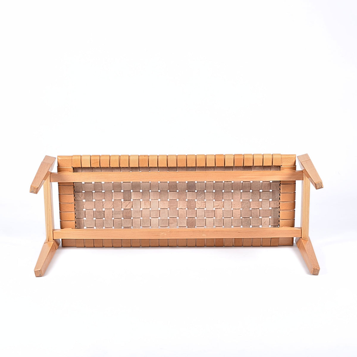 Woven Leather Bench-Beige