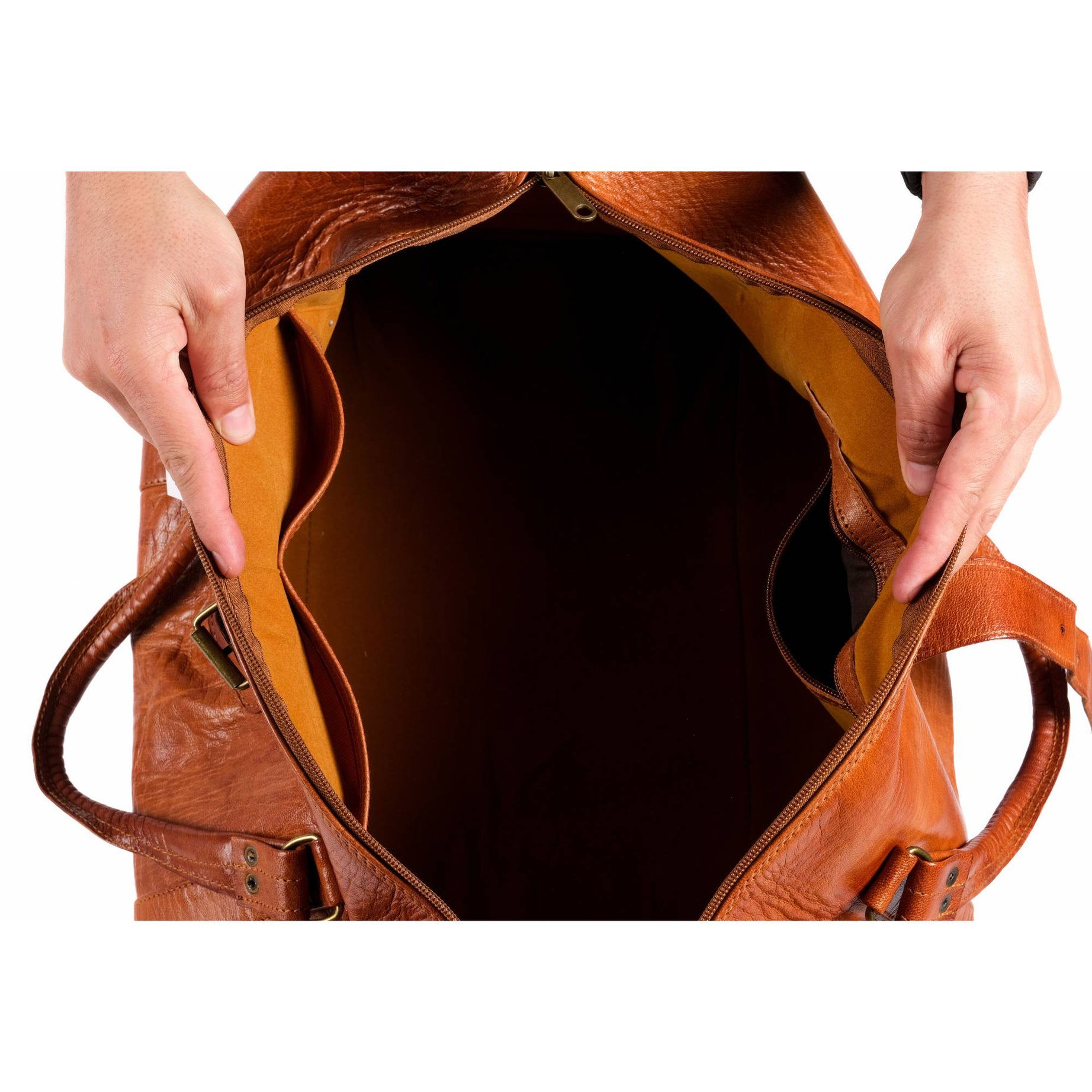 Leather Travel Bag, Weekender Almond Leather Travel Bag