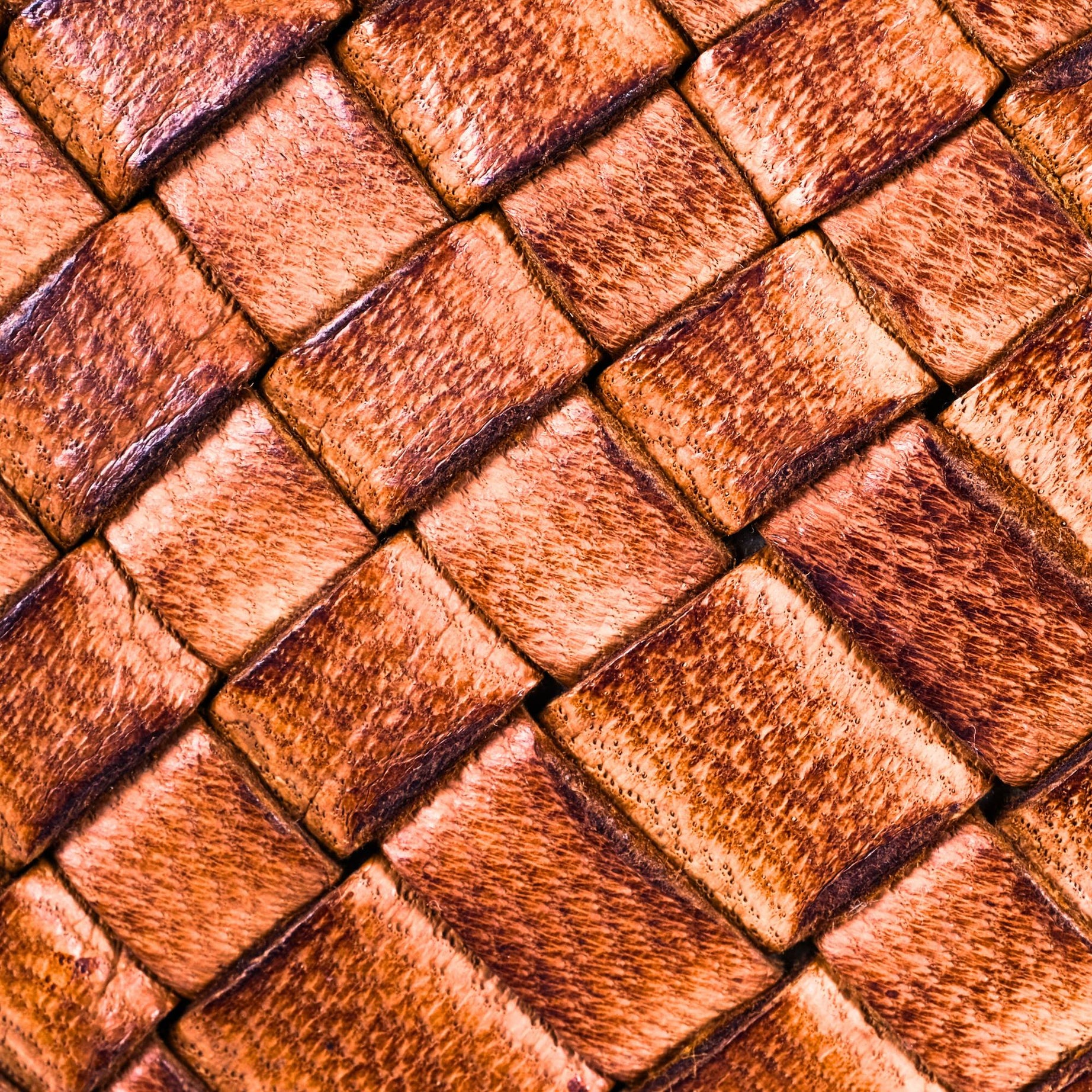 Leather Duffel Bag, Handwoven Cognac Leather, Luxury Travel Bag
