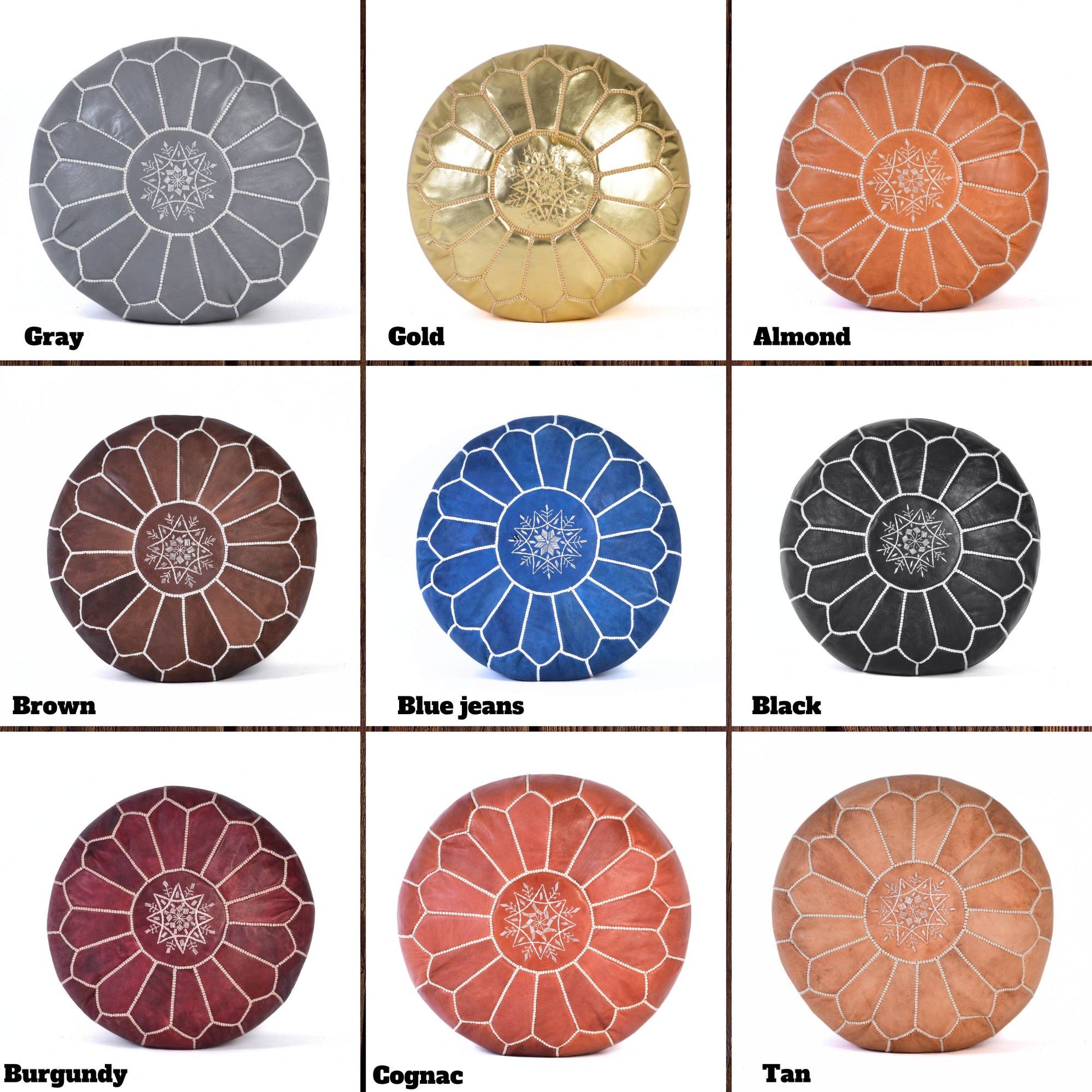 ottoman leather pouf