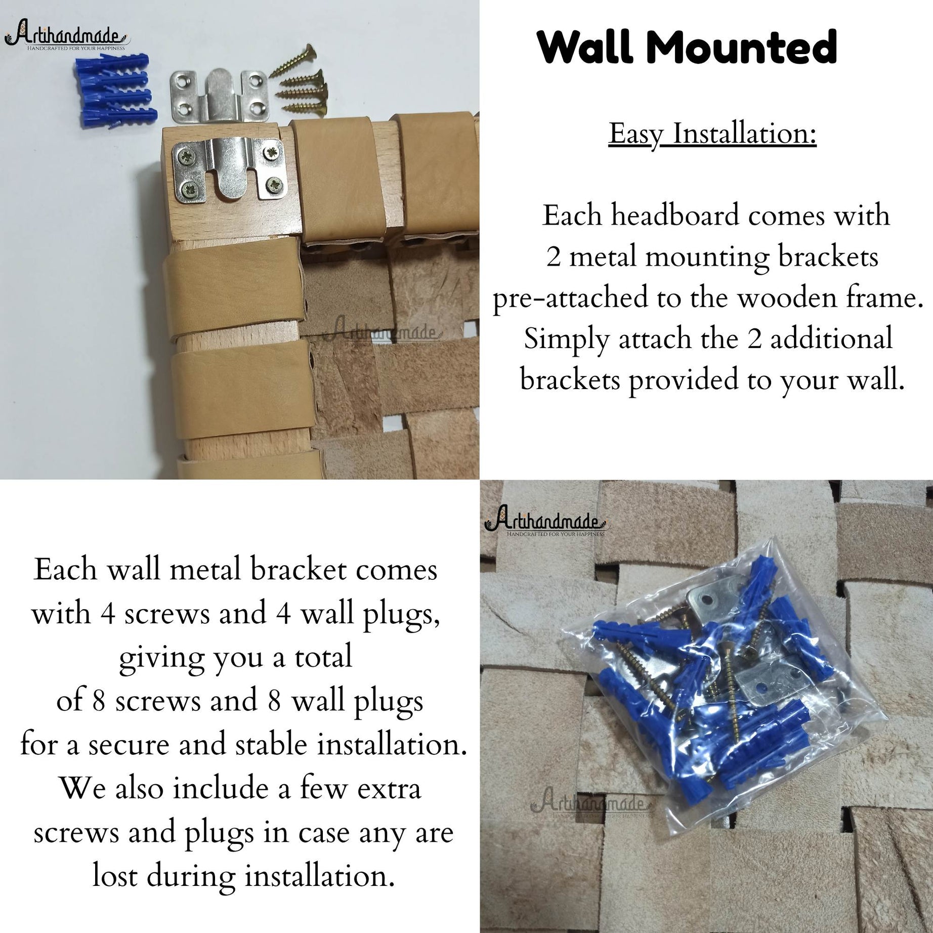 hanging headboards comes with metal mounting brackets 