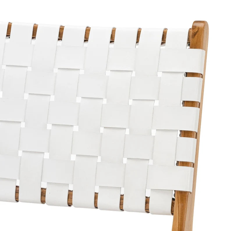 Woven Leather Lounge Chair - White