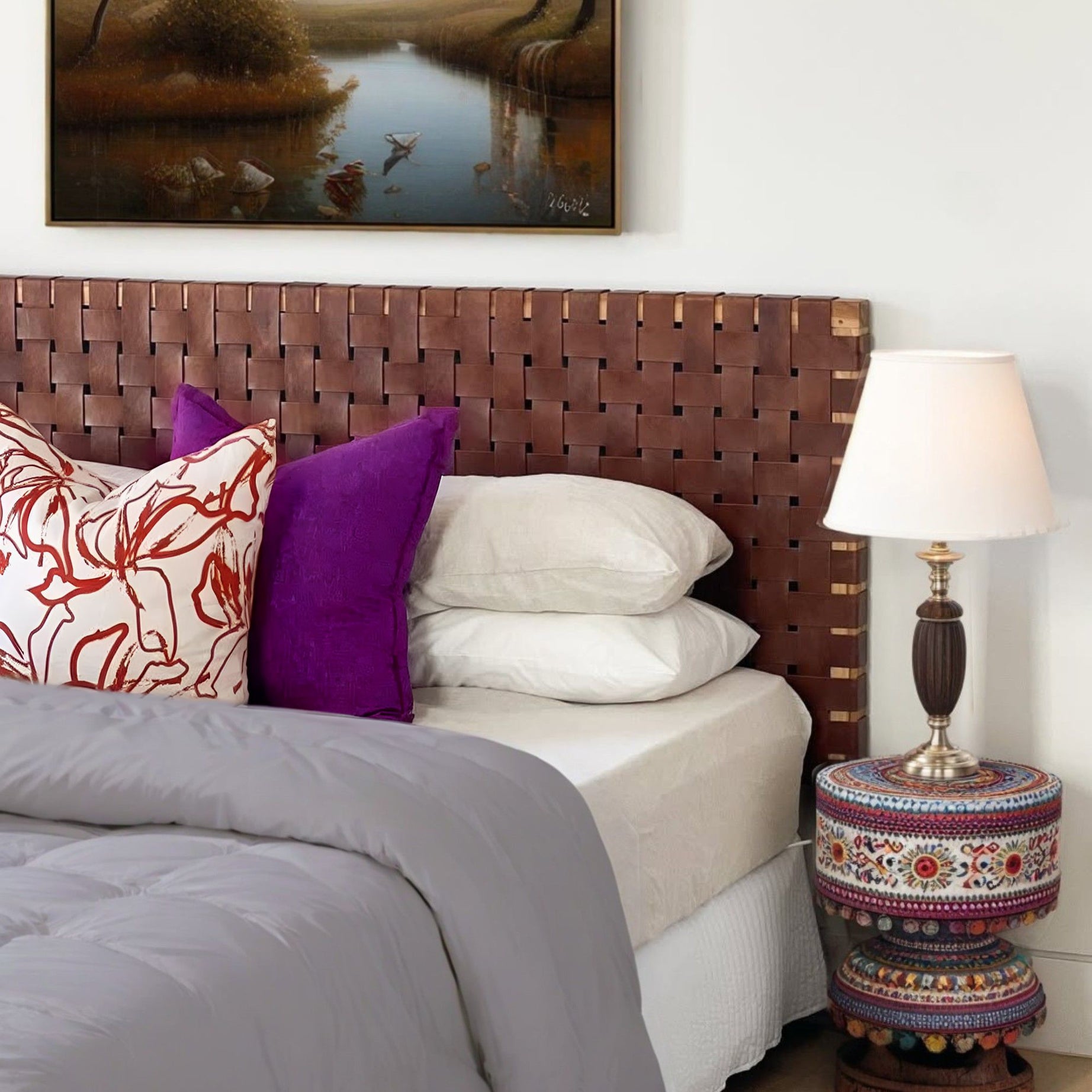Artihandmade® Handcrafted Leather Headboard for Queen or King beds.