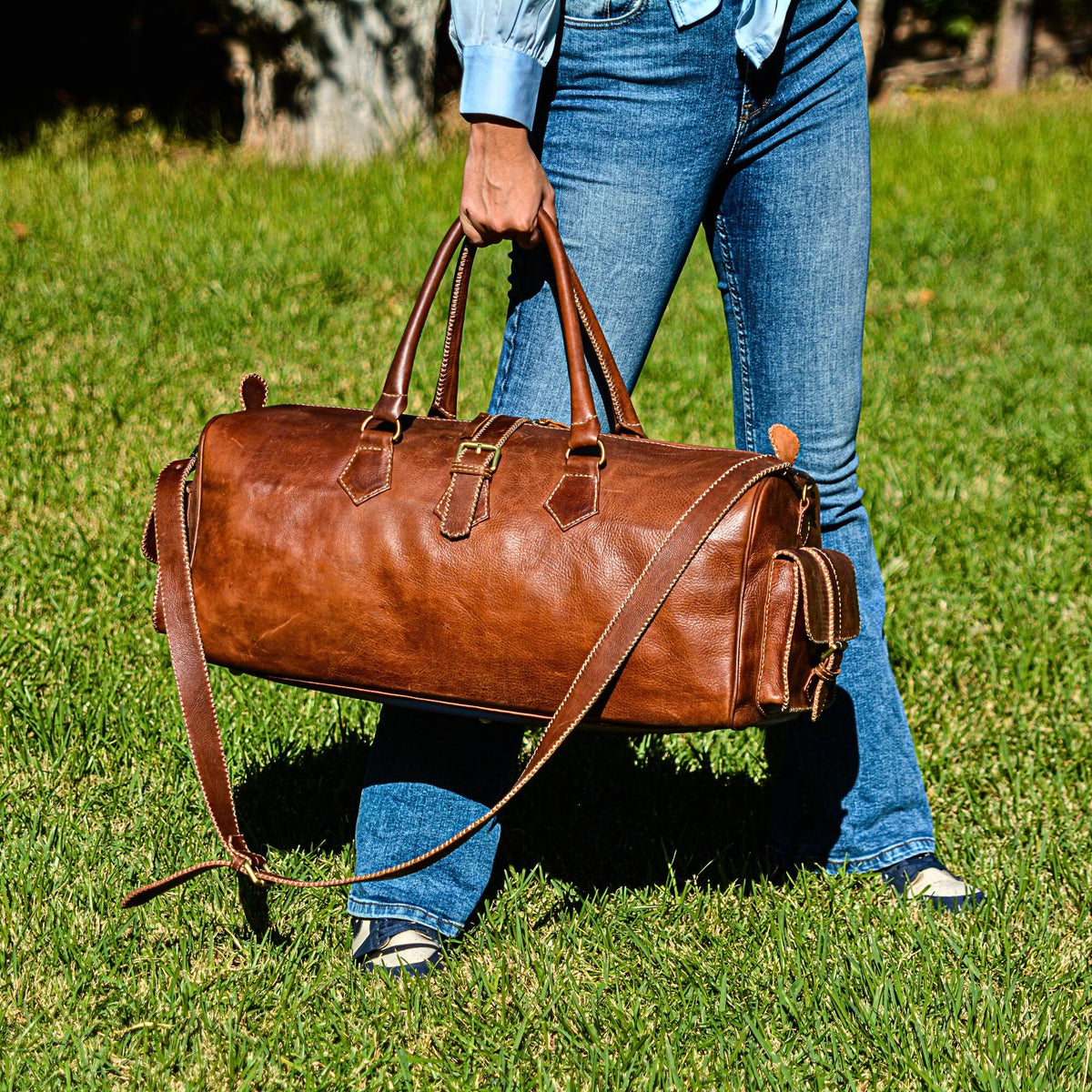 Hand Stitched Vintage Brown Travel Leather Bag