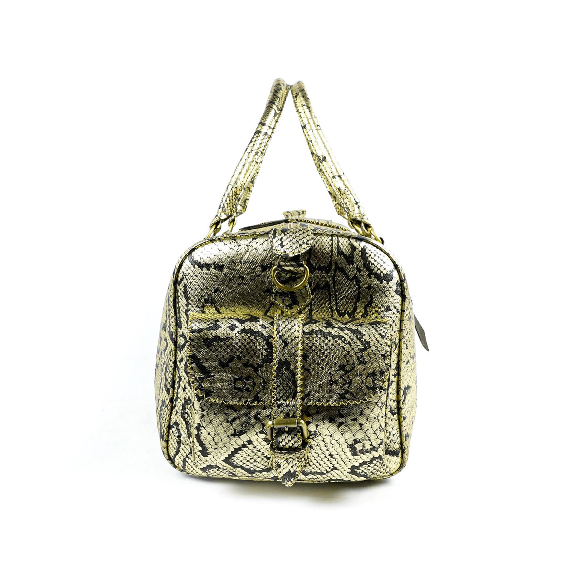 Hand Stitched Vintage Python Travel Leather Bag