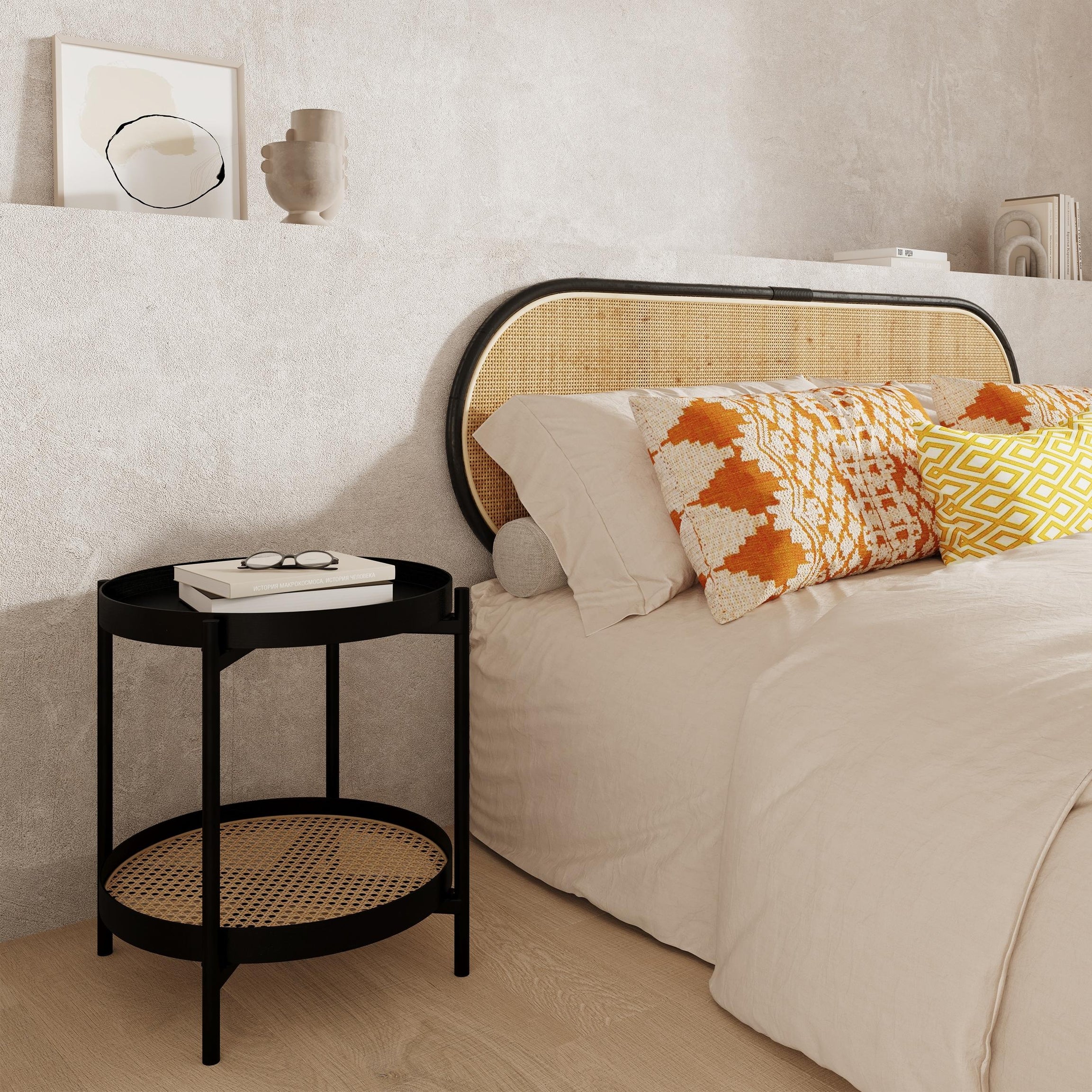 Rattan Headboard, Handcrafted for a Touch of Luxury.