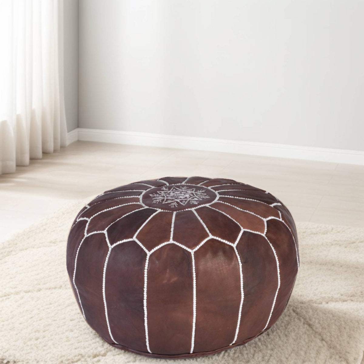 ottoman leather pouf