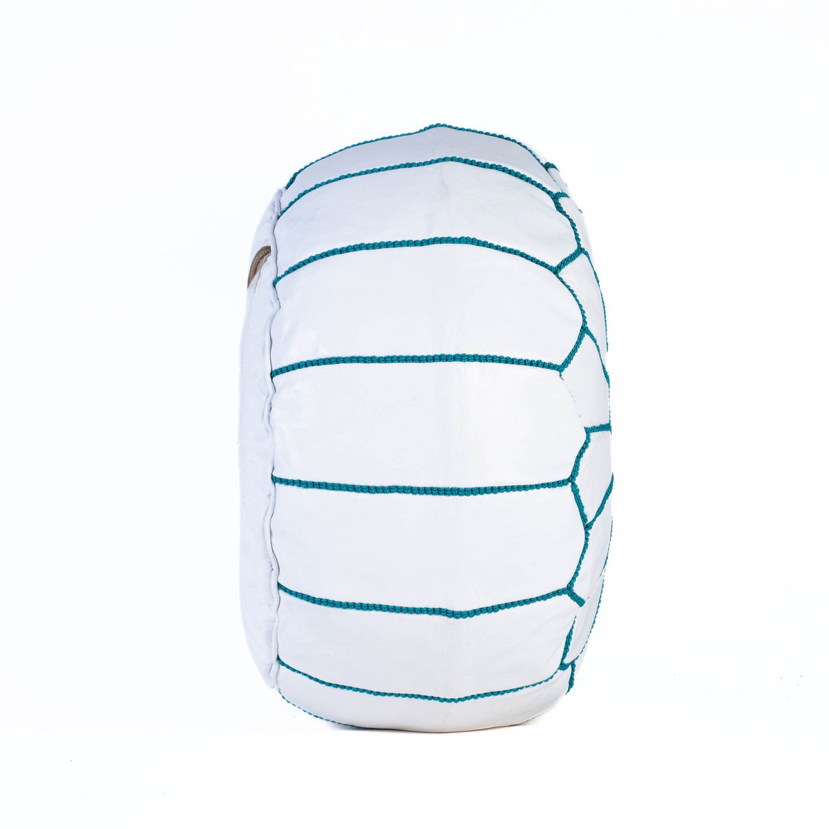 Hand-stitched Embroidery Genuine Leather Ottoman Pouf - Blue Sky