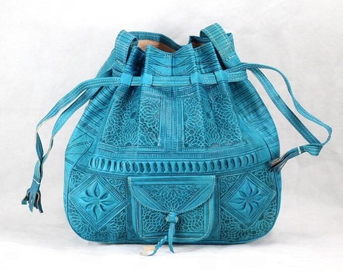 Genuine Leather Tote Bag, Vintage Hippie, Shoulder Bag, Boho Style