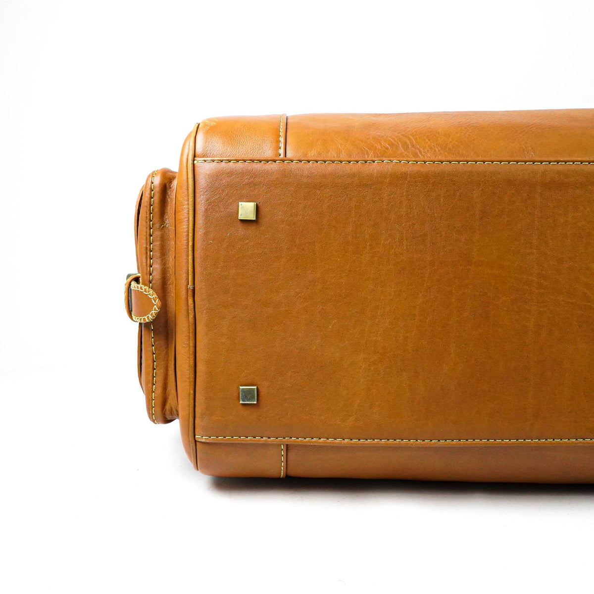 Hand Stitched Vintage Cognac Travel Leather Bag