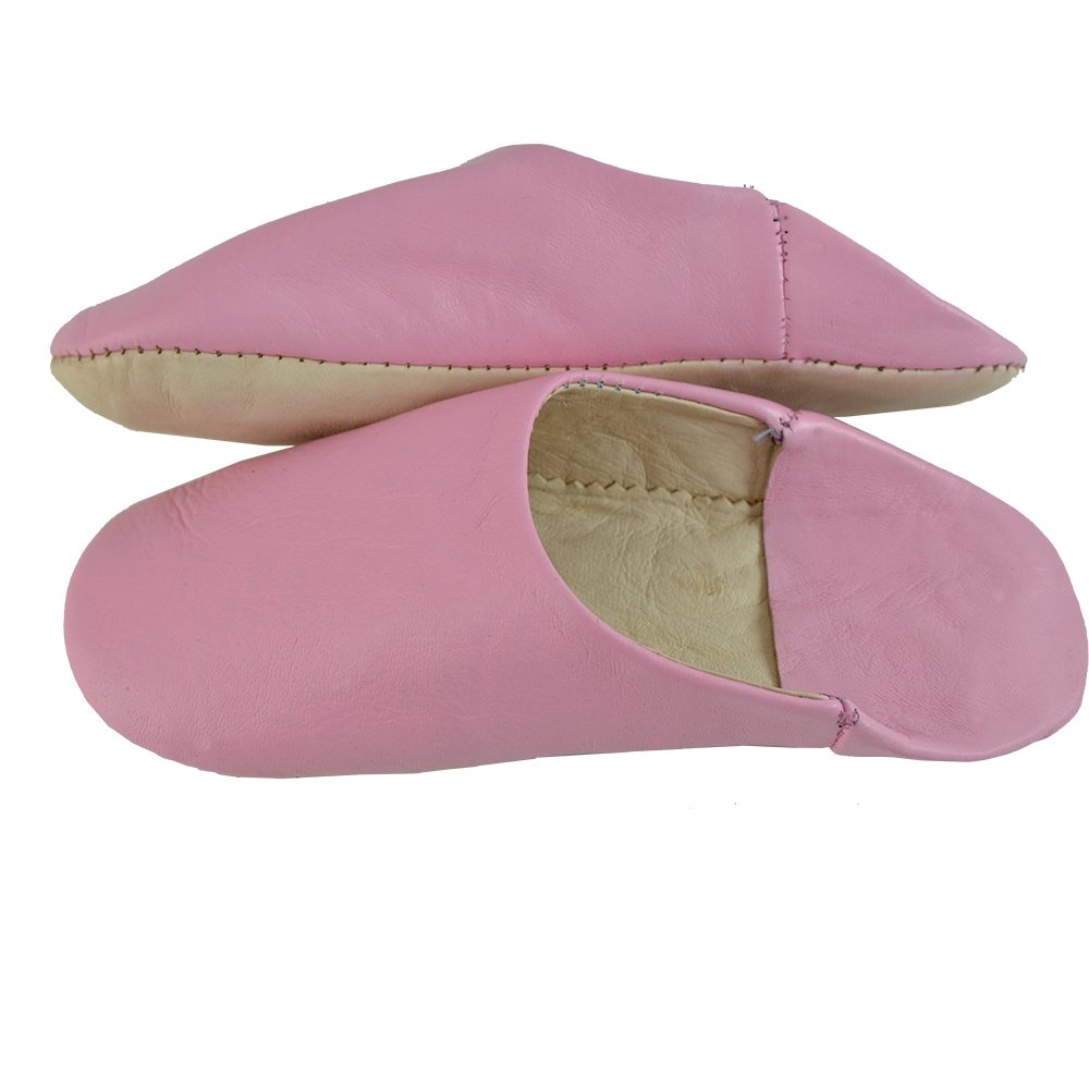 Moroccan Leather Slipper pink color - marrakechcraft