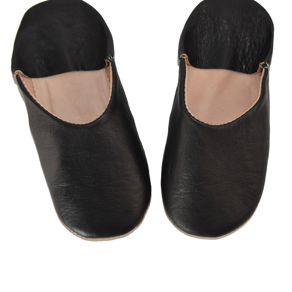 Moroccan Leather Slipper Black Color - marrakechcraft
