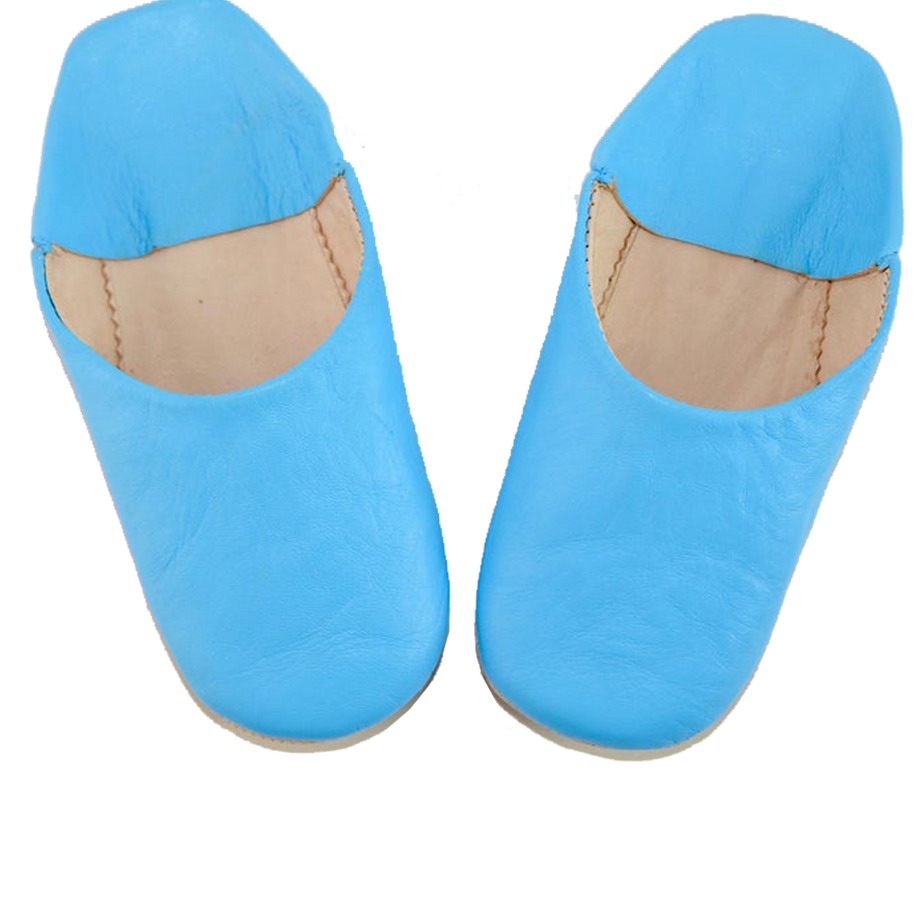 Moroccan Leather Slipper Blue Sky Color - marrakechcraft