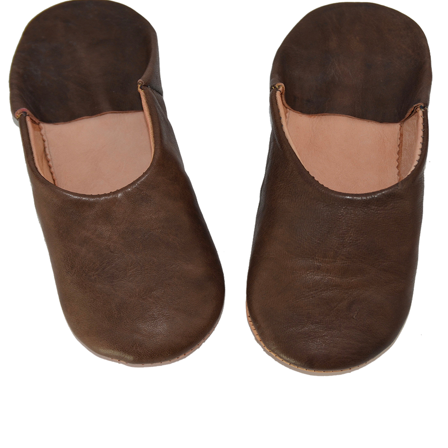 Moroccan Leather Slipper Brown Color - marrakechcraft