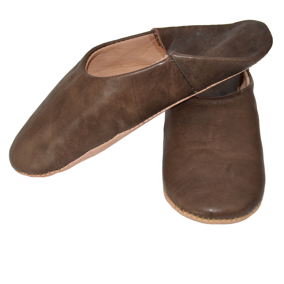 Moroccan Leather Slipper Brown Color - marrakechcraft