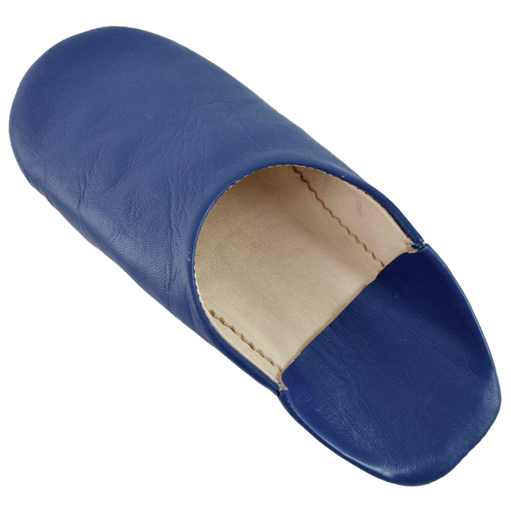 Moroccan Leather Slipper Blue Color - marrakechcraft