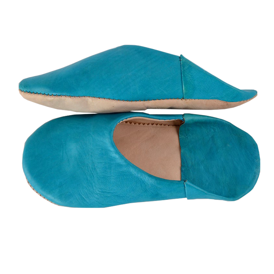 Moroccan Leather Slipper Turquoise Color - marrakechcraft