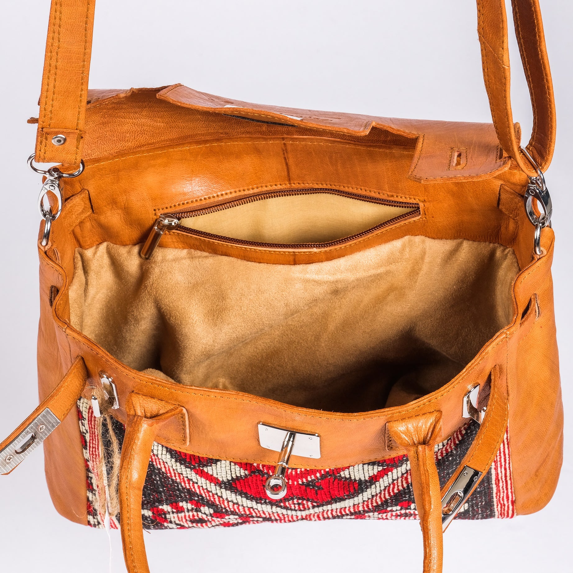 Premium Set of 3 Leather Kilim Travel Bags - Unique and Stylish