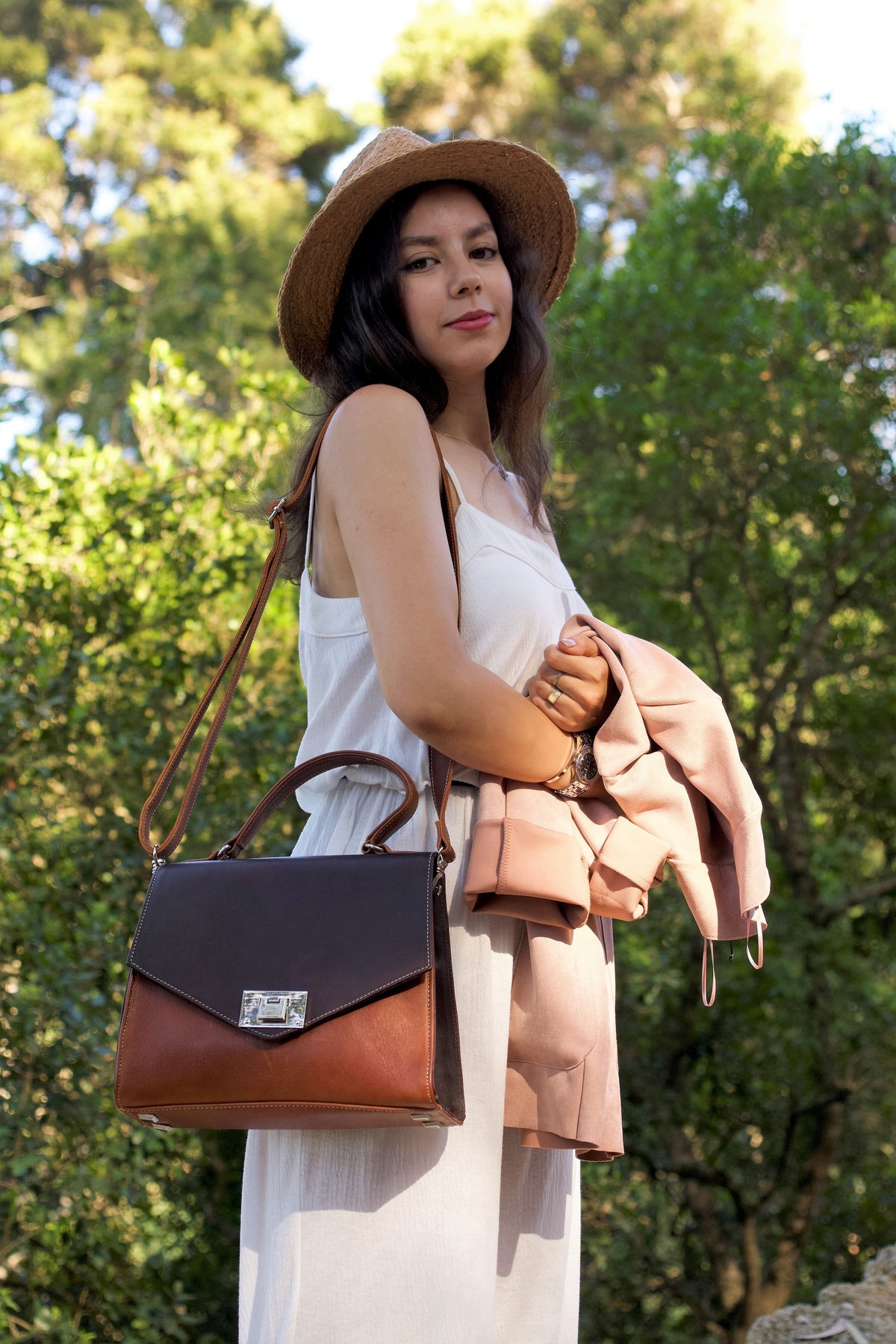 Leather Handbag for Women's, with 2 type Adjustable Strap