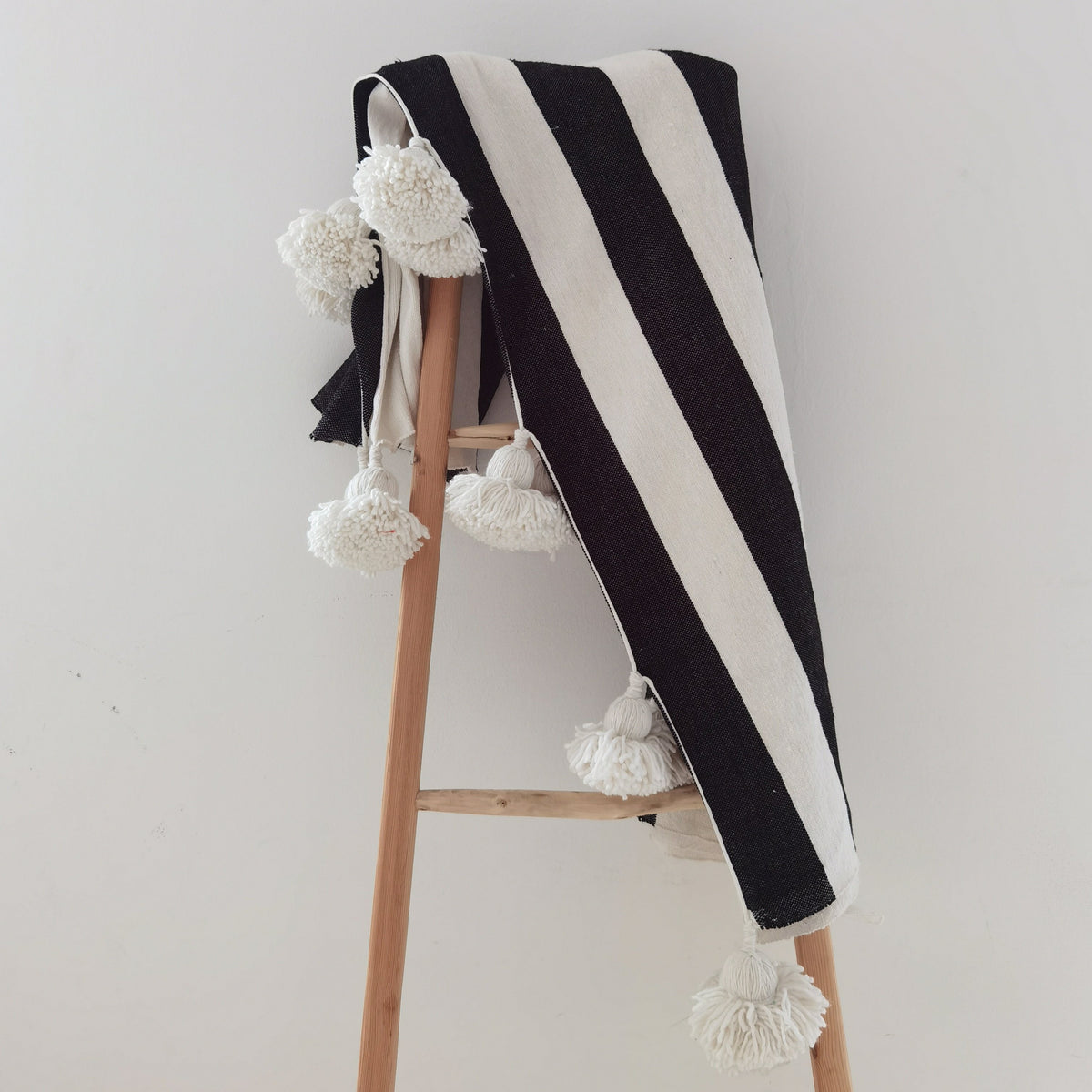 Handmade Moroccan Blanket Throw Black White - artihandmade