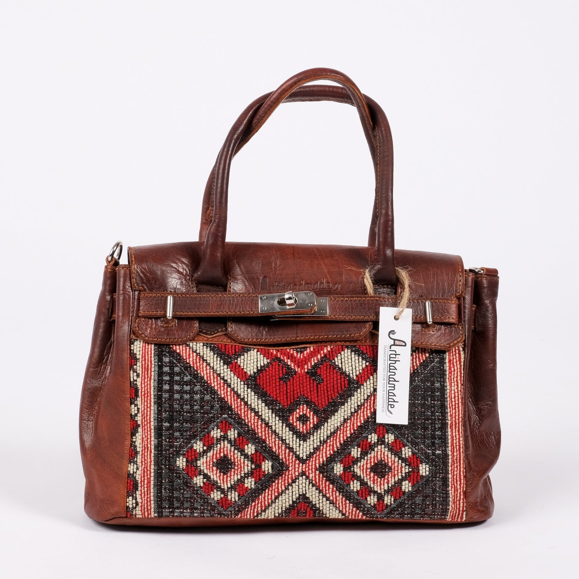 Women's Leather Tote Bag - bohemian style With crossbody Sling Bag