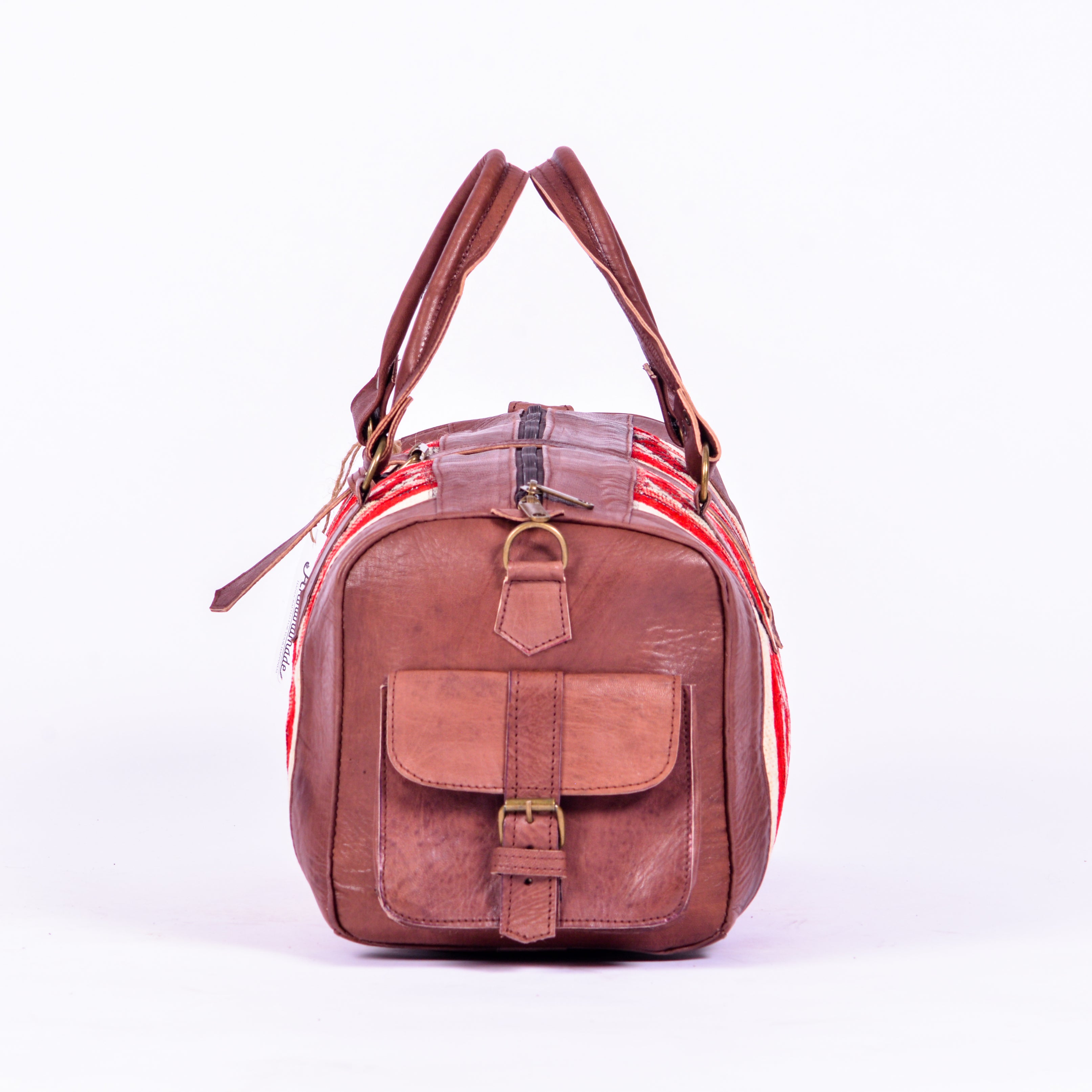 Set Of 2 Duffel Bags Kilim And Leather - Large With Medium